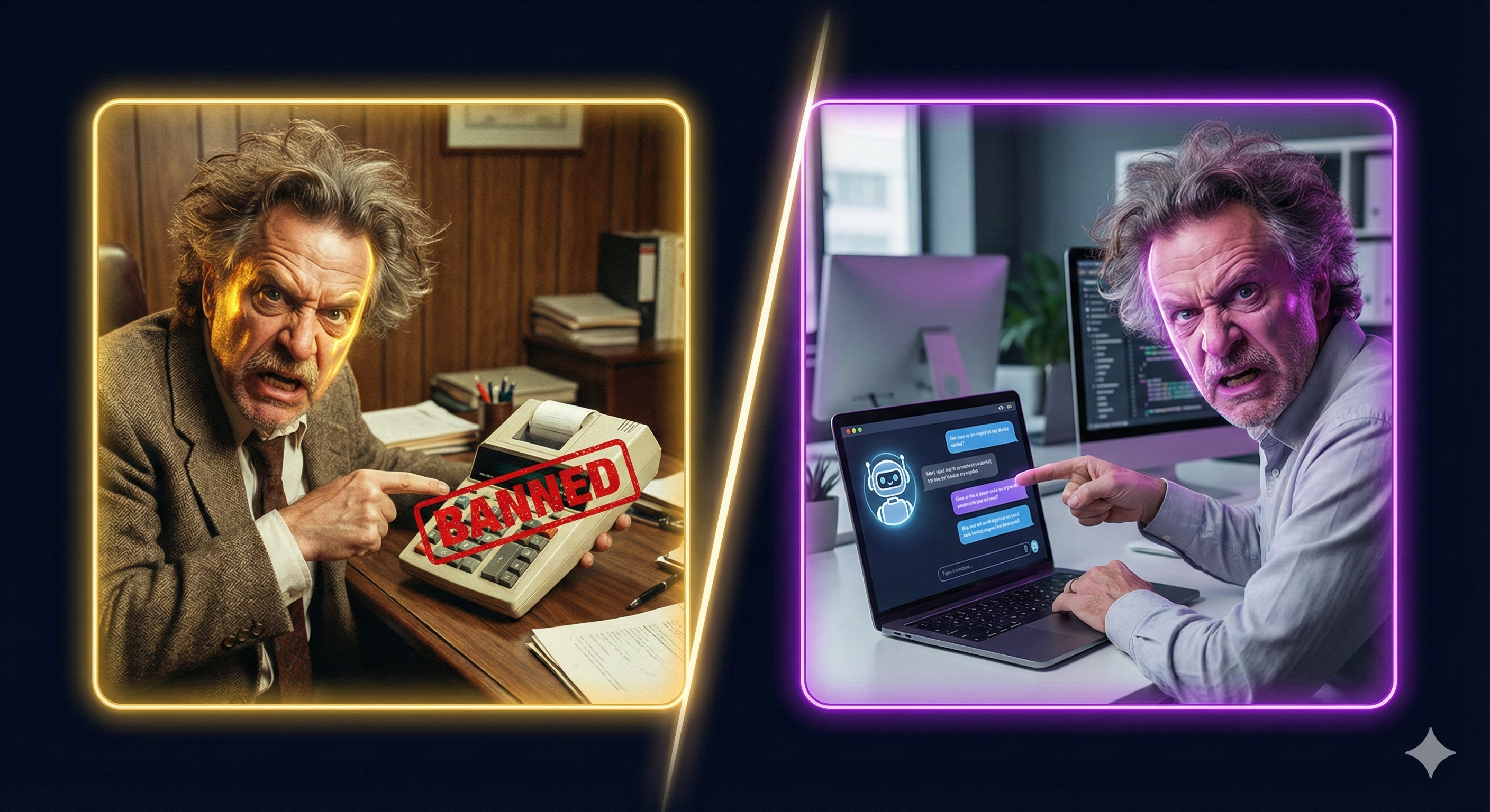 The same gatekeeping repeating through history - calculators banned, then internet, now AI